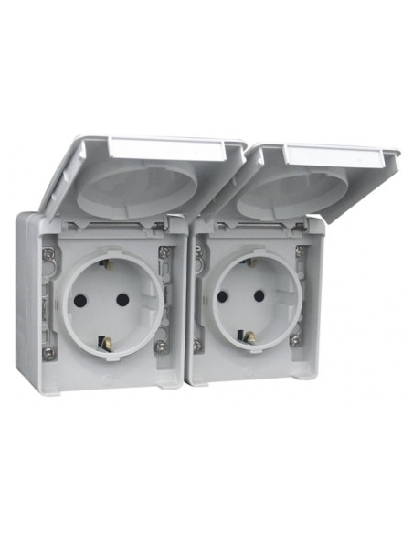 TOMADA DUPLA SCHUKO HORIZONTAL CINZENTA 48862CCZ - 48862CCZ