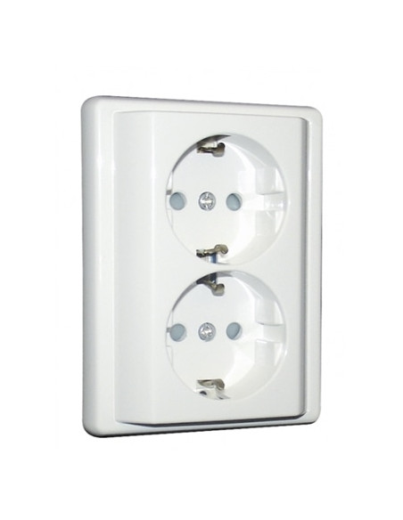 TOMADA DUPLA SCHUKO MONOB C/OBTUR PRATA 50332CPR - 50332CPR