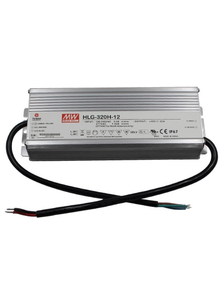 FONTE ALIM. LED 12VDC 264W 22A IP67 MEAN WELL HLG-320H-12 - HLG-320H-12