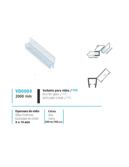 VEDANTE P/ VIDRO/PVC 8/10MM - 708VD0004