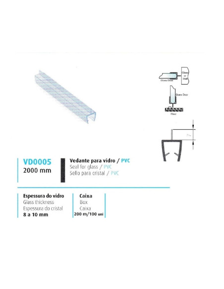VEDANTE P/ VIDRO/PVC 8/10MM - 708VD0005