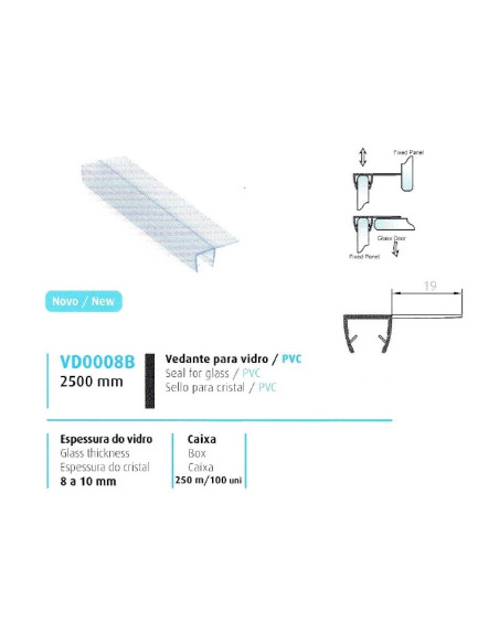 VEDANTE P/ VIDRO/PVC 8/10MM - 708VD0008B