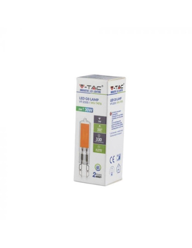 LAMPADA LED G9 VIDRO 3W 3000K 330LM V-TAC 7476 - 8957476
