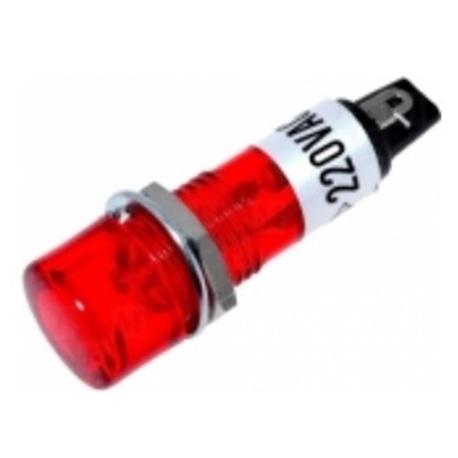 Indicador com lâmpada de neon vermelha 230VAC 10mm - 017-0247