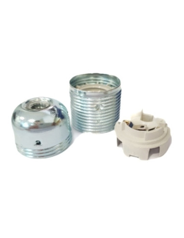 Suporte de latão E27 roscado 210º c/terra CROMADO - 501182002