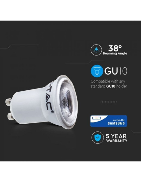 LAMPADA LED MR11 GU10 2W 3000K 38º SAMSUNG V-TAC 869 - 8950869