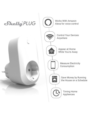 Tomada intel. WiFi med. cons. 230VAC 16A 3500W SHELLY PLUG - SHELLYPLUG