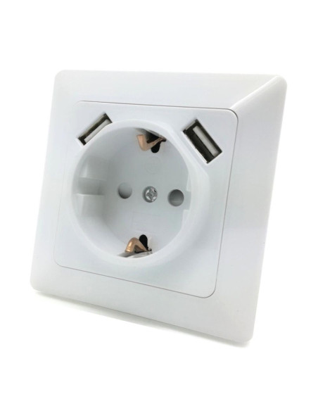 TOMADA SCHUKO 16A C/ 2XUSB 5V 2100mA BRANCO - 4138FRUSB212