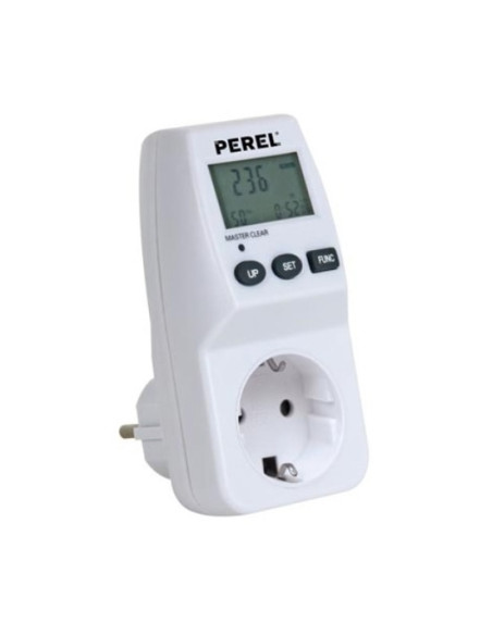 Contador Energia 230V 16A Tomada Terra Lat. Perel E305EM5-G - E305EM5-G