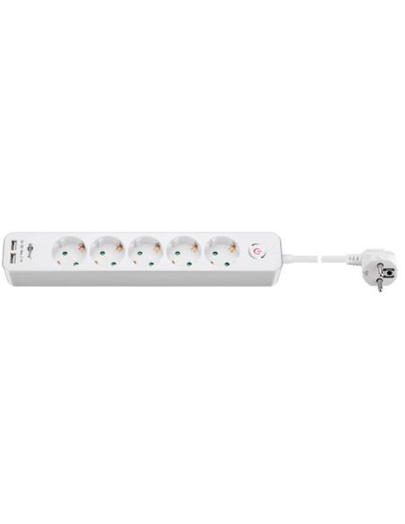 BLOCO DE 5 TOMADAS SCHUKO C/ INT +. 2x USB 2.1A BRANCO - 500-41265