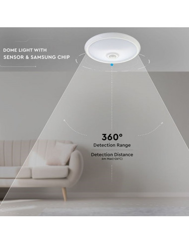 Plafon LED Teto 12W 6000ºK C/ SENSOR IR V-TAC SAMSUNG 809 - 8950809