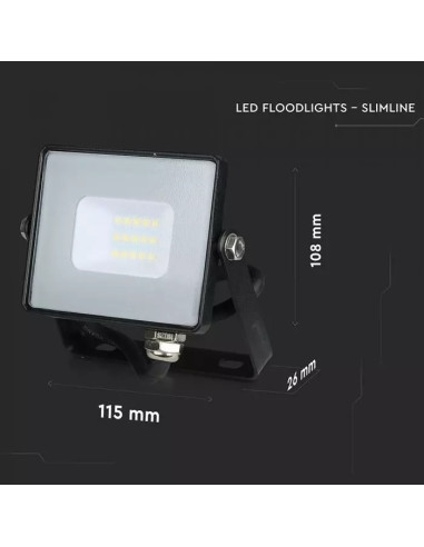 PROJECTOR LED 10W 4500ºK 800LM PRETO SAMSUNG V-TAC 425 - 8950425