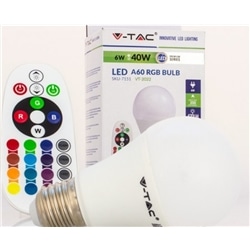 LAMPADA LED 6W RGB C/ COMANDO + 3000ºK / V-TAC 7121