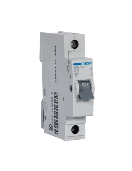 Disjuntor 1P 16A C 3kA 1M MW116 - MW116