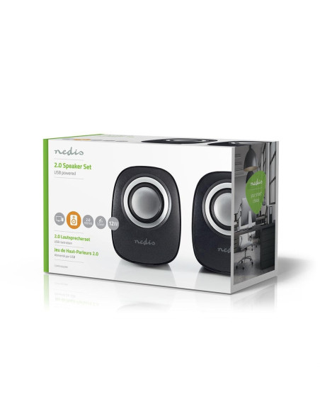 COLUNAS DE COMPUTADOR 2x2W 3D PRETO/CINZA Nedis CSPR10020BK - CSPR10020BK