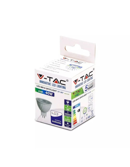 LAMPADA LED MR16 12V 6.5W 4000K 450Lm SAMSUNG V-TAC 208 - 8950208