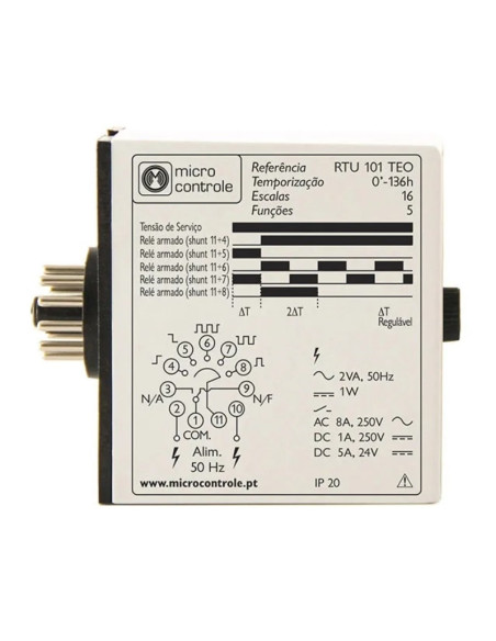 RELÉ TEMPORIZ. UNIV. 230Vac MICRO CONTROLE RTU101TEO230AC - 001RTU101TEO230AC