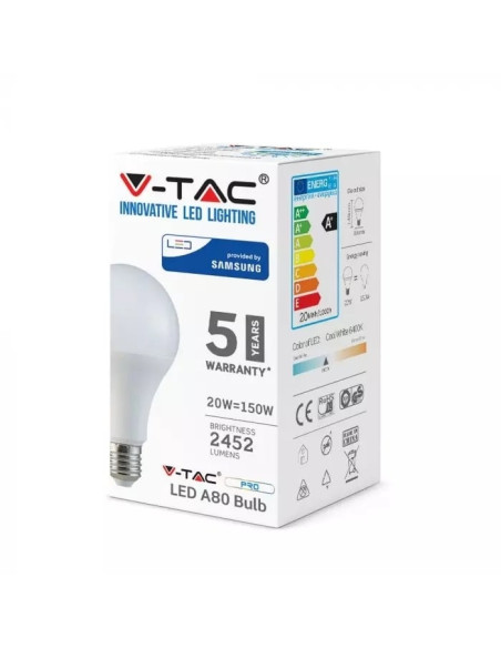 LAMPADA LED 20W A80 E27 4000K SAMSUNG V-TAC 238 - 8950238