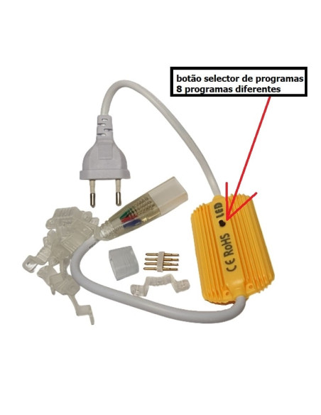 KIT LIGAÇÃO P/ FITA LED RGB 230V 55/LIGADOR-10MM-8A-RGB - 55/LIGADOR108ARGB