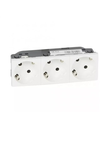Prise Legrand Mosaic 077253 – 3 Voies Schuko, Blanche, Inclinée à 45°, 6 Modules