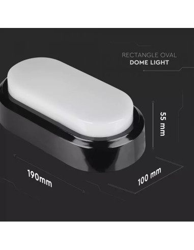 APLIQUE LED OVAL 8W 3000K PRETO IP54 V-TAC 1308 - 8951308
