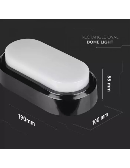 APLIQUE LED OVAL 8W 3000K PRETO IP54 V-TAC 1308 - 8951308