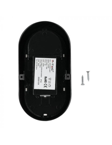 APLIQUE LED OVAL 8W 3000K PRETO IP54 V-TAC 1308 - 8951308