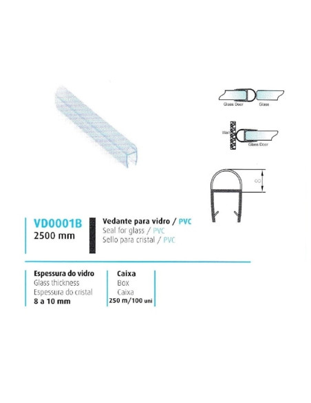 VEDANTE P/ VIDRO/PVC 8/10MM - 708VD0001B
