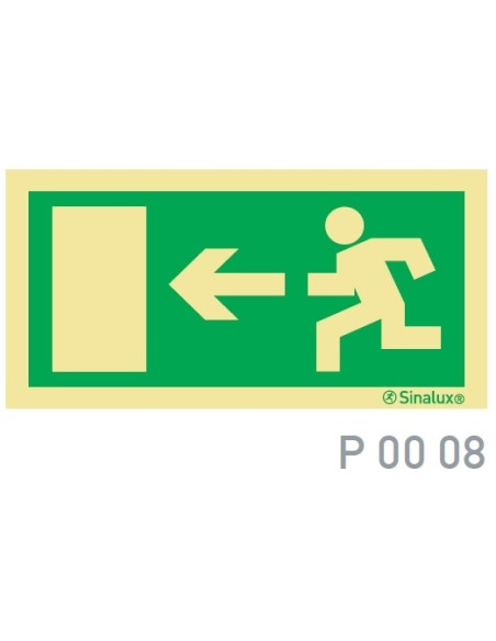 PLACA SINALUX "EVACUAÇÃO SAÍDA P/ ESQUERDA" P0008 200X100 - P0008F20101EVPT