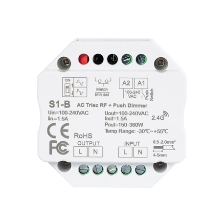 Regulador LED Triac RF / Pulsador 230VAC 1.5A 150-360W - 50012467963707