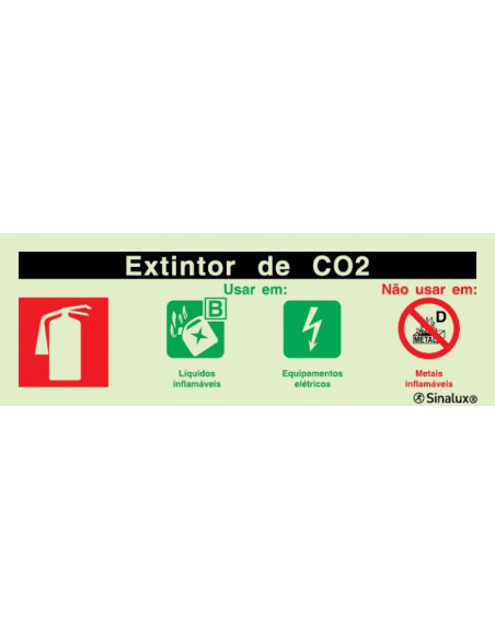 PLACA SINALUX "EXTINTOR DE CO2" P0449 240X80 - P0449F24081FAPT