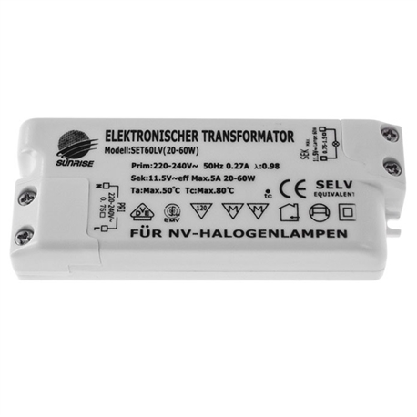 TRANSFORMADOR ELETRONICO AC / AC 20...60W 230/12Vac - 500SET60LV