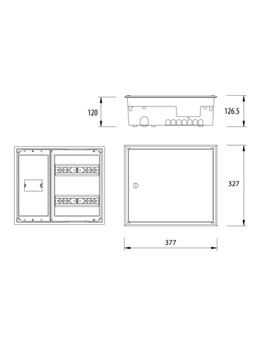 Quadro encastrar p/ 2x10 Módulos + Dif - 09QI2X10-D2