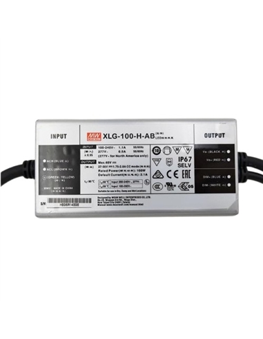 DRIVER 27-56VDC 0,875-2,78A 100W IP67 MEAN WELL XLG-100-H-AB - XLG-100-H-AB