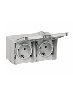 TOMADA DUPLA SCHUKO HORIZ C/OBTUR CINZENTA 48865CCZ - 48865CCZ
