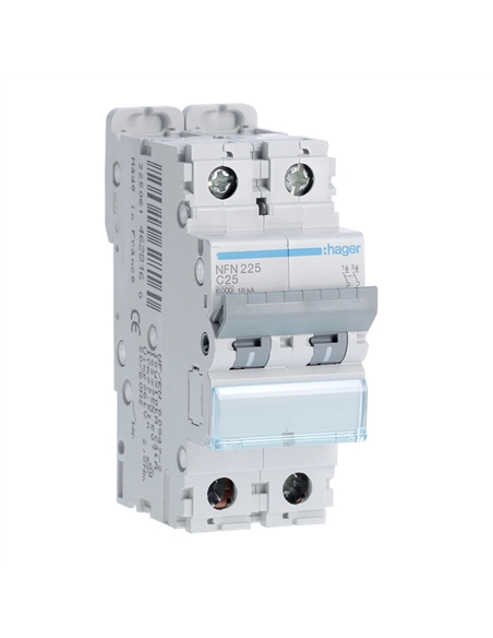 Disjuntor 2P 25A C 6/10kA 2M NFN225 - NFN225