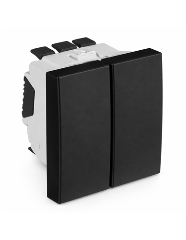 COMUTADOR DE LUSTRE 2 MODULOS PRETO MATE 45061SPM - 45061SPM