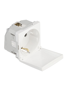 TOMADA SCHUKO ALV PLANOS C/ TAMPA 2 MOD BRANCO MATE 45128SBM - 45128SBM
