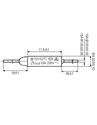 Fusível térmico 12mm 110ºC 250V 10A - 009-0508
