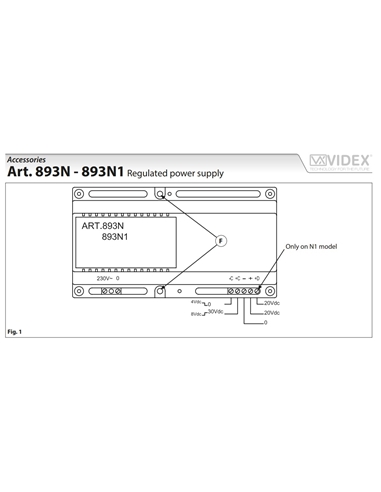 ALIMENTADOR SÉRIE VX2200 20VCC/0.8A DIN9 157,5mm VIDEX 893N1 #1 - VX-893N1