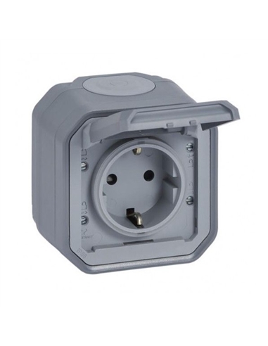 Plexo New IP55 Tomada 2P+T Schuko Lig. paraf LEGRAND 069733L - 069733L