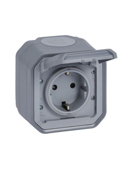 Plexo New IP55 Tomada 2P+T Schuko Lig. paraf LEGRAND 069733L - 069733L