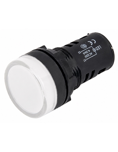 SINALIZADOR LED BRANCO de PAINEL 230V furo Ø22mm - 500LL9050-6