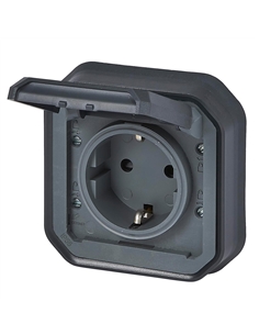 Plexo New IP55 encastrar - Tomada 2P+T Schuko. ANTRACITE - 069859L
