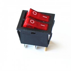 Interruptor basculante duplo ON-OFF 230VAC 15A vermelho