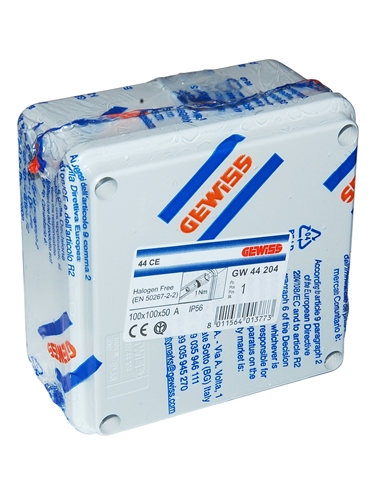 Caixa derivação lisa Cinza 100x100x50mm IP56 Gewiss GW44204 #1 - GW44204