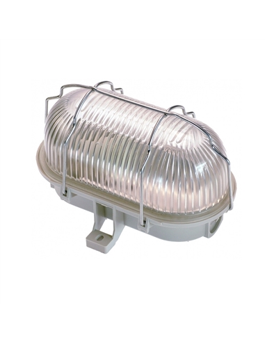 OLHO DE BOI OVAL GRELHA METÁLICA VIDRO SUPORTE PORCELANA E27 - APLI2002MBR
