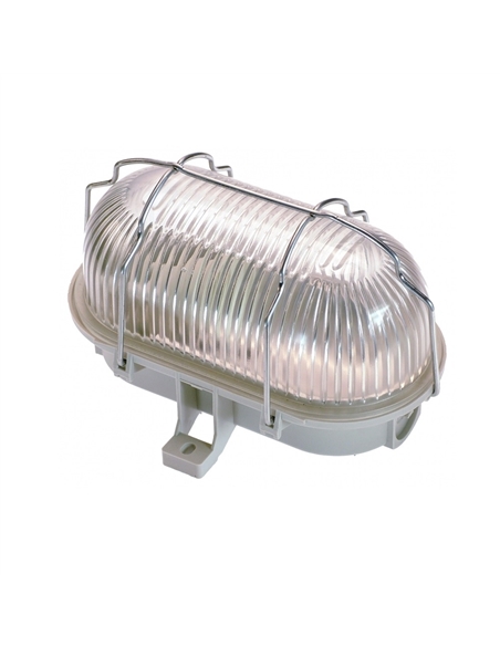 OLHO DE BOI OVAL GRELHA METÁLICA VIDRO SUPORTE PORCELANA E27 - APLI2002MBR