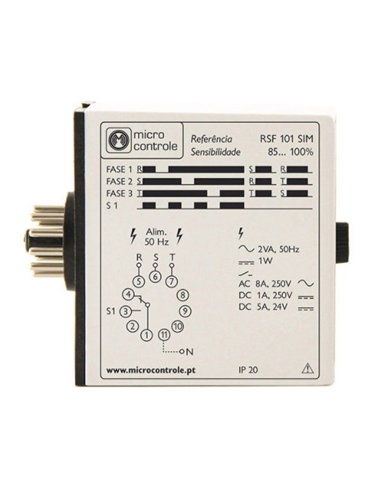 RELÉ SEQ. / FALTA DE FASE MICRO CONTROLE RSF 101 SIM 400V AC - 001RSF101SIM400AC