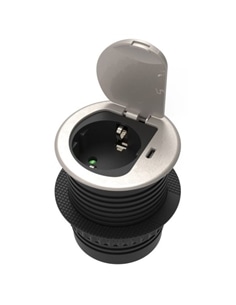 Tomada Schuko+Usb-C PD 20W Cinza de Embutir em bancada - OR-GM-9040(GS)